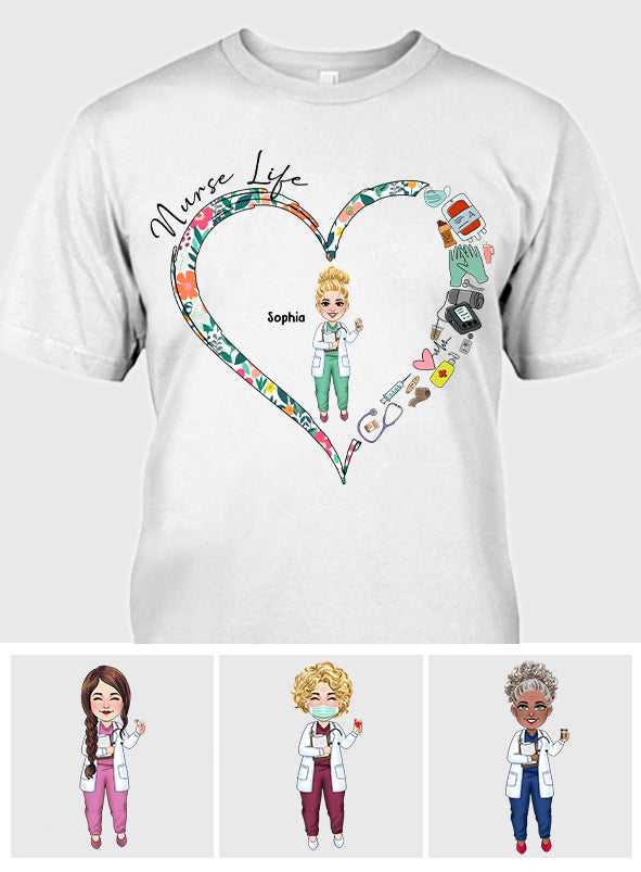 Vie d'infirmière - T-shirt et sweat à capuche personnalisés pour infirmières
