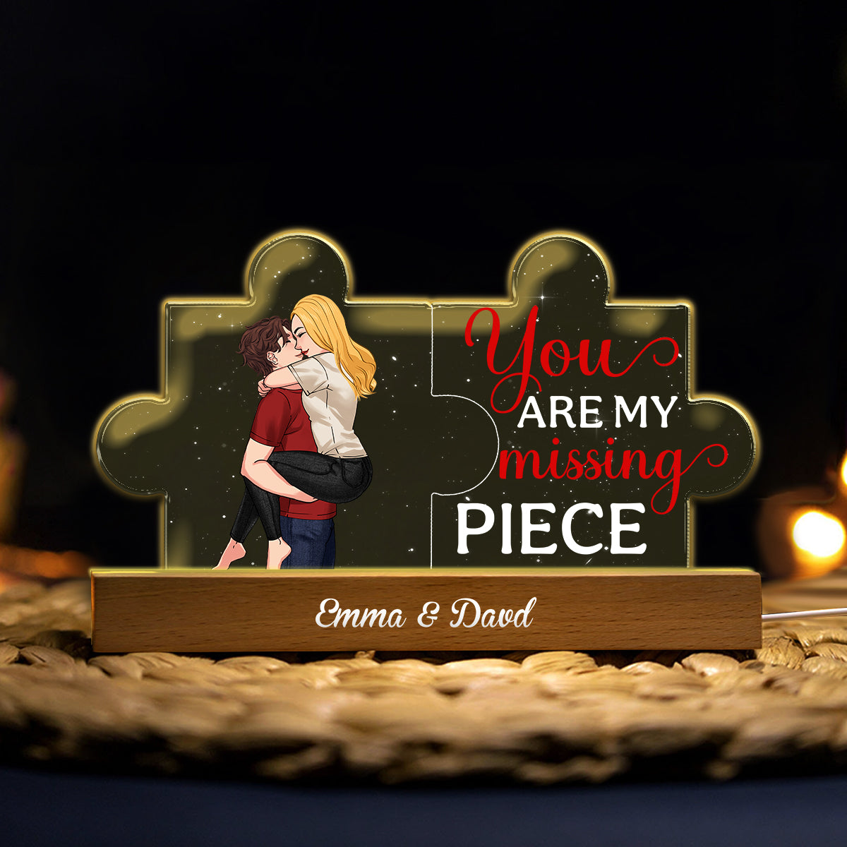 You Are My Missing Piece - Personalized Couple Shaped Led Night Light