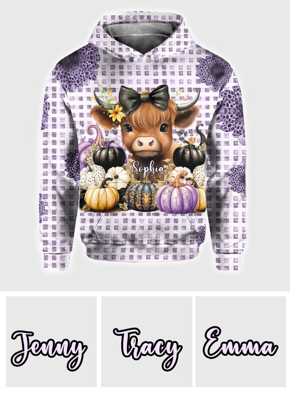 Cute Baby Highland Cow Fall Pumpkins - Personalized All Over Shirt