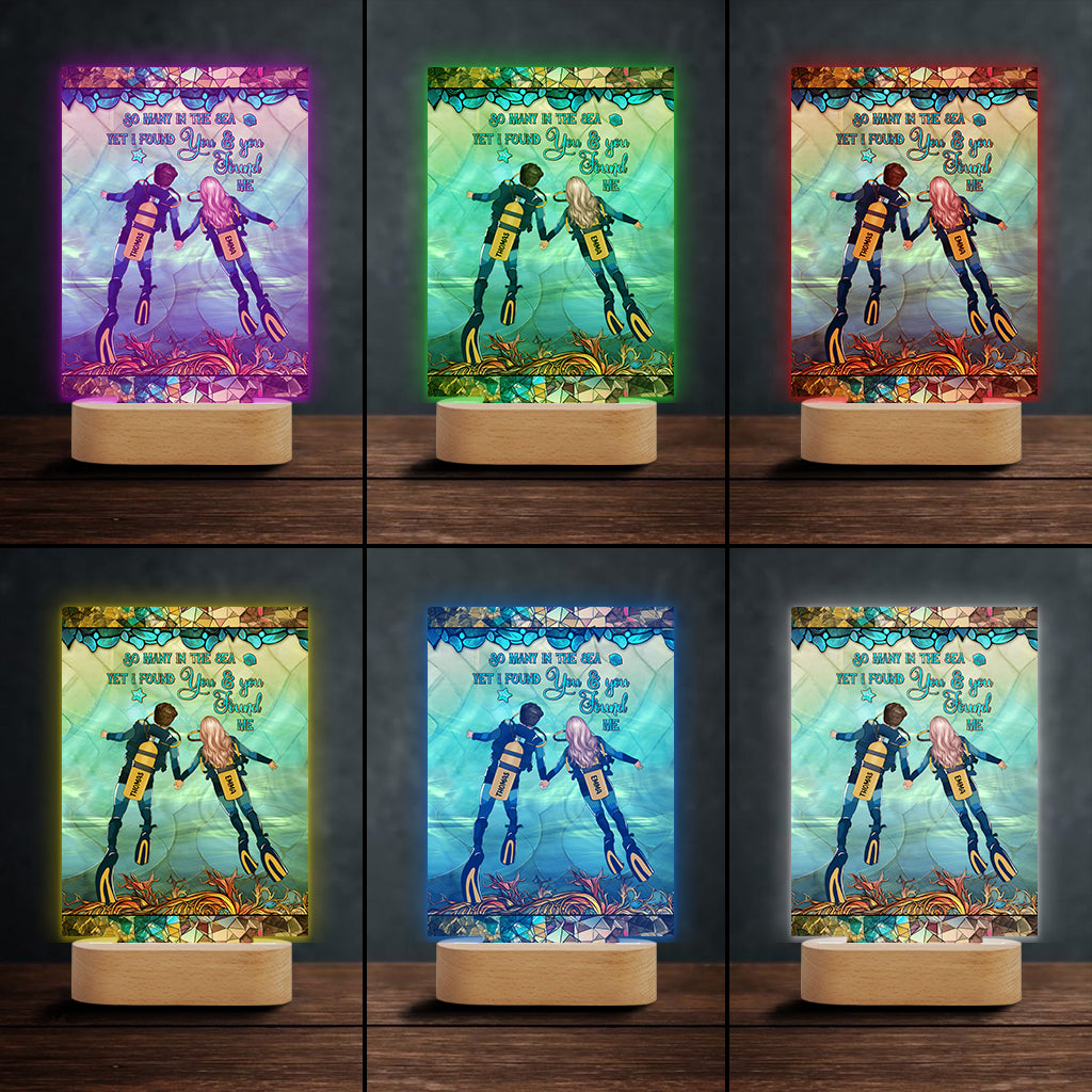 You & Me And The Sea - Personalized Scuba Diving Shaped Plaque Light Base
