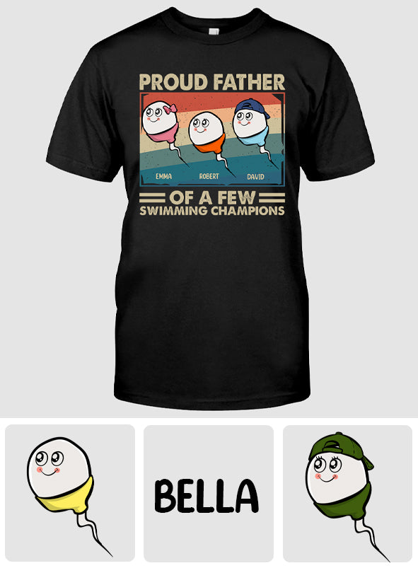 Proud Father Mother Of A Few Swimming Champions - Personalized Father T-shirt And Hoodie