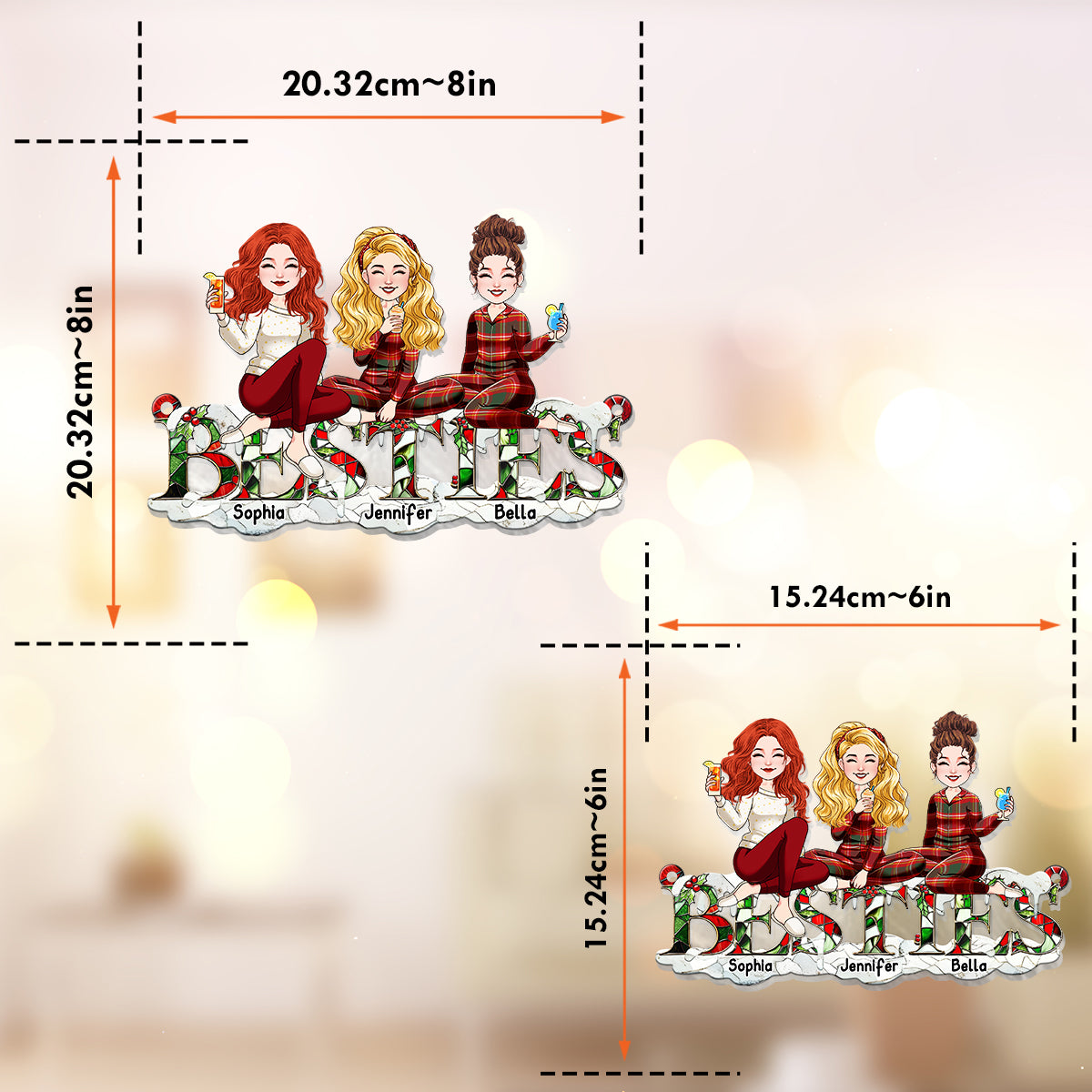 Besties Forever - Personalized Bestie Window Hanging Suncatcher Ornament