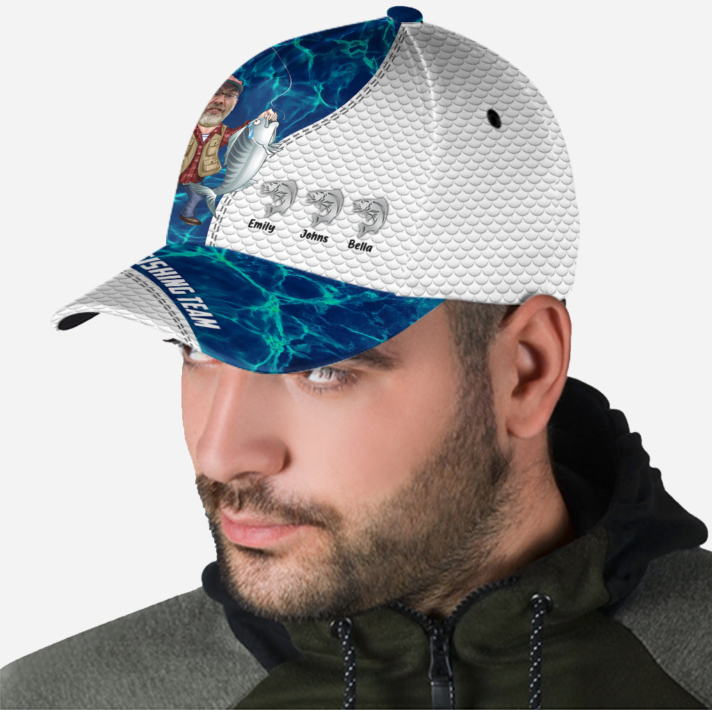 Reel Cool Dad American Flag Bass - Personalized Fishing Classic Cap