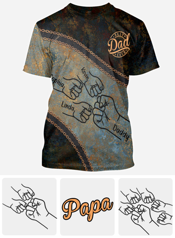 Fist Bump Dad And Children - Personalized Father All Over Shirt