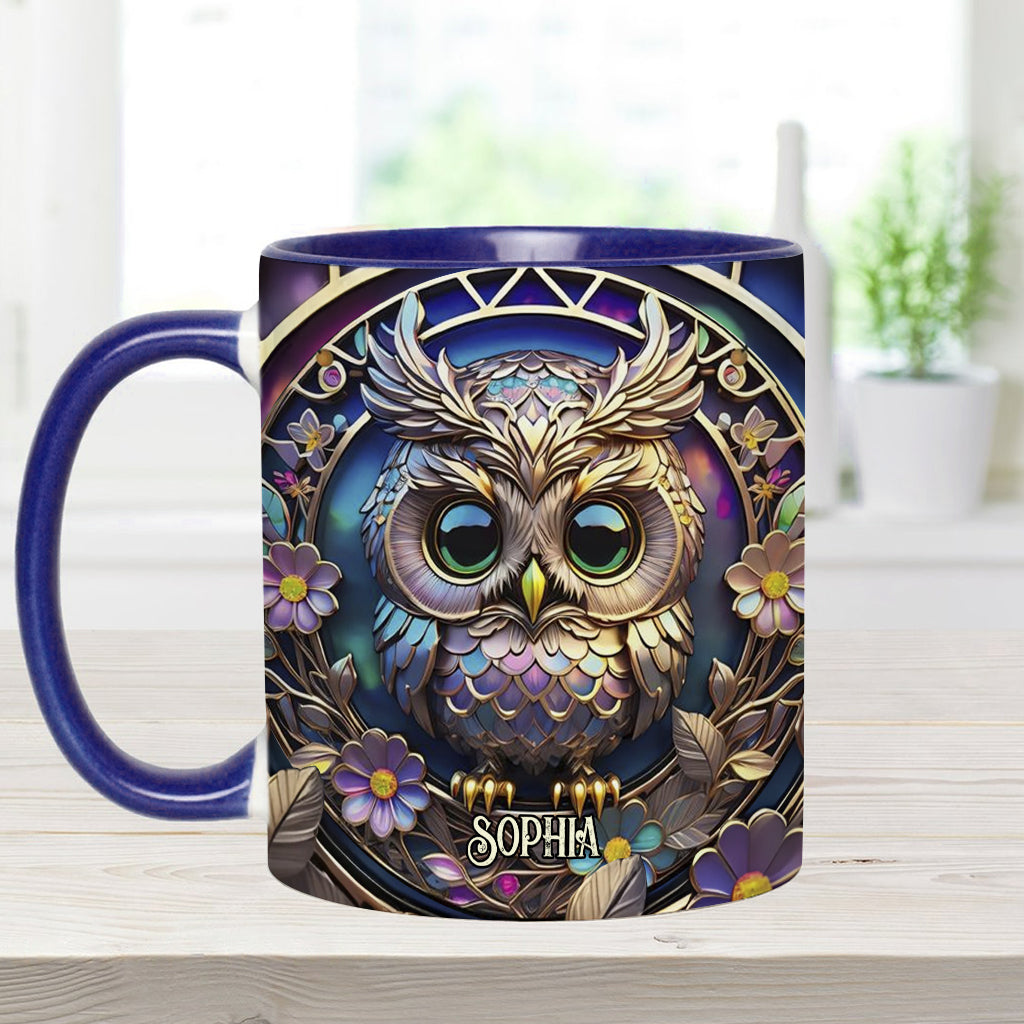 Colorful Owl - Personalized Owl Accent Mug