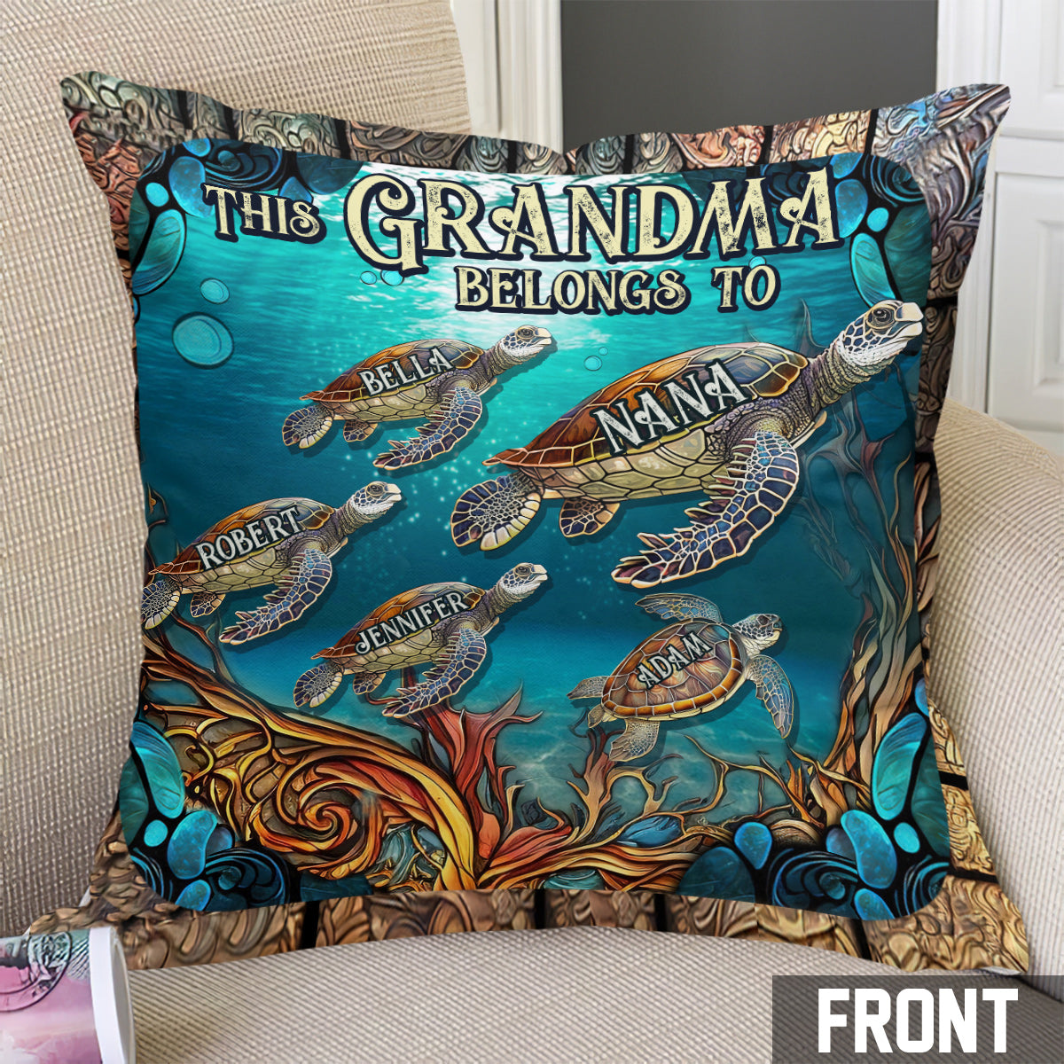 This Grandma Belongs To - Personalized Grandma Throw Pillow