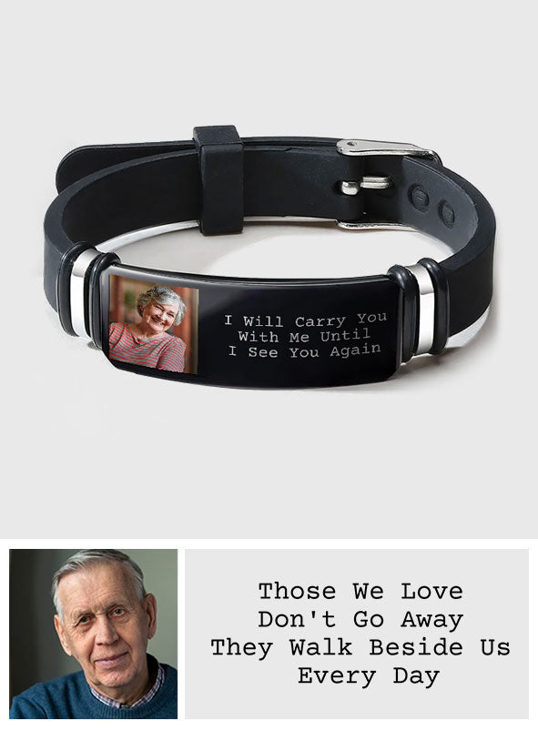 Custom Photo I'll Carry You - Personalized Memorial Engraved Bracelet