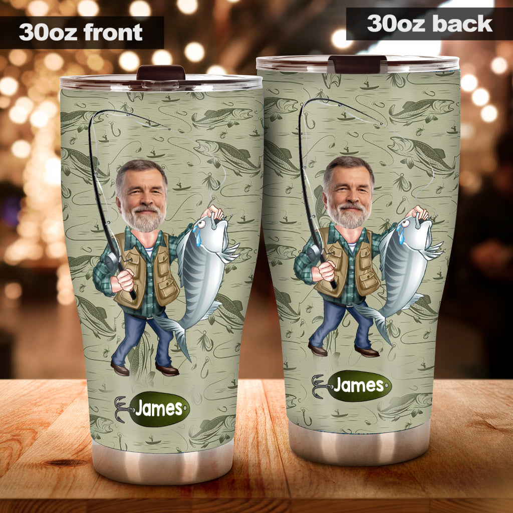 (TEST ) Funny Caricature Face - Personalized Fishing Tumbler