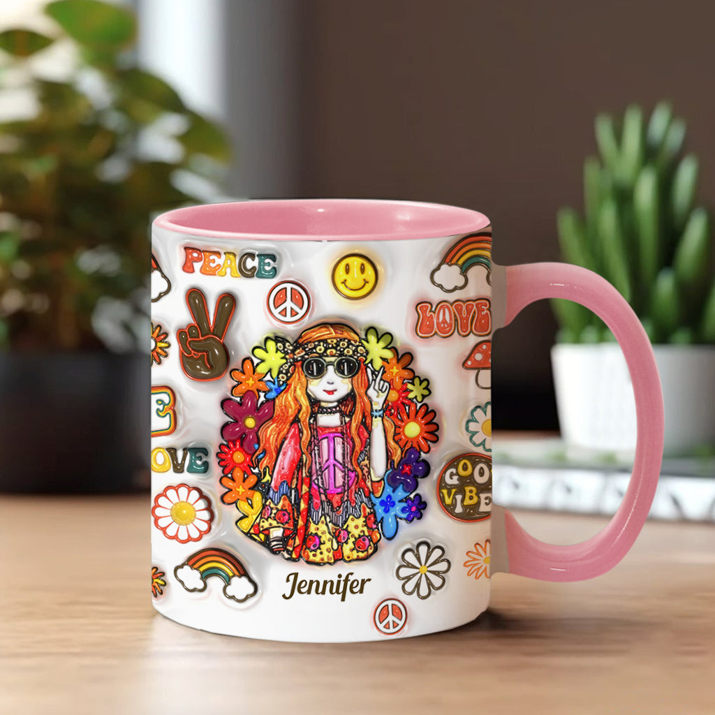 Womens Old Hippies Don't Die Fade Into Crazy Grandmas - Personalized Hippie Accent Mug