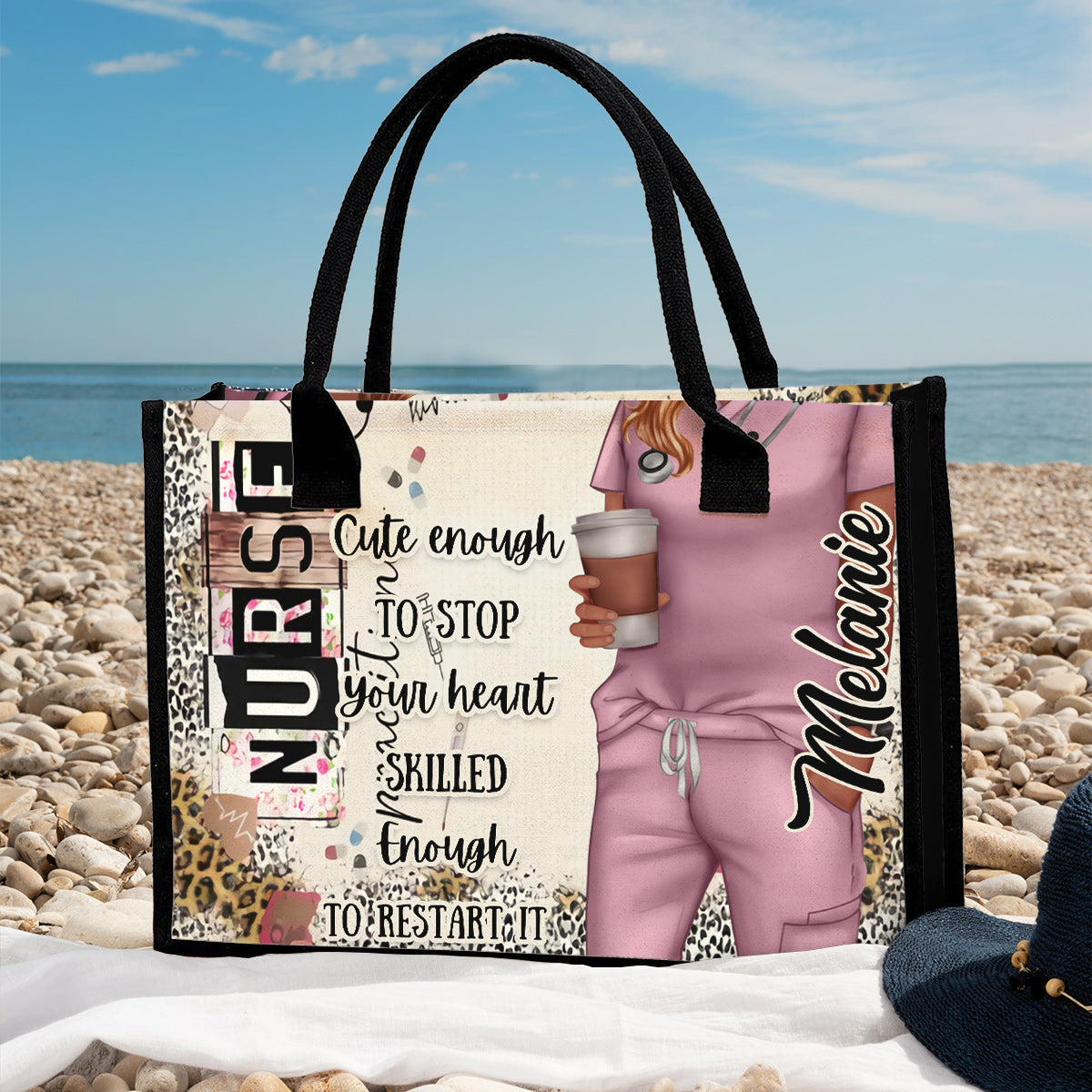 Funny Nurse Leopard Gift For Nurse, CNA, CMA, Doctor - Personalized Nurse Canvas Tote Bag