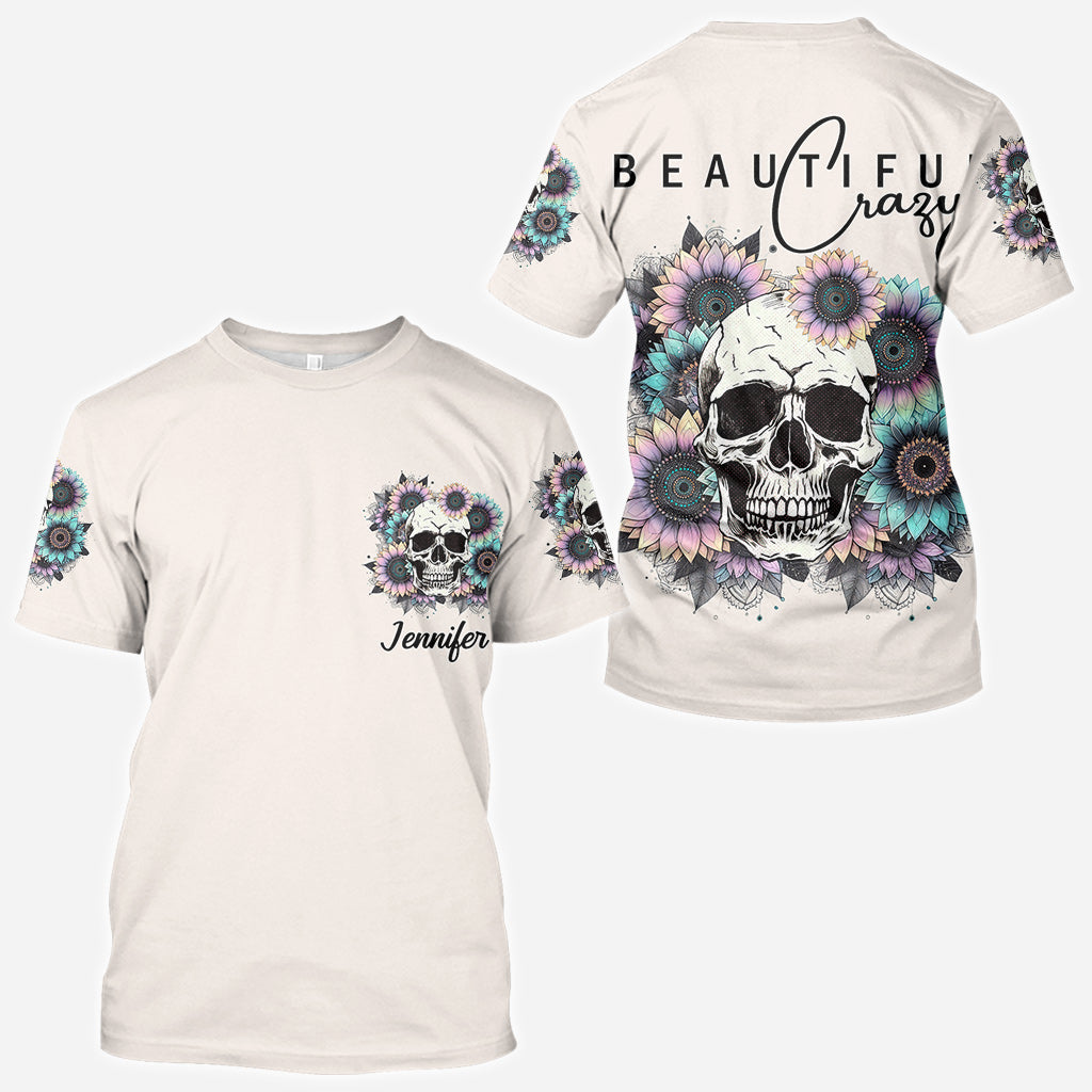 Beautiful Crazy - Personalized Skull All Over Shirt