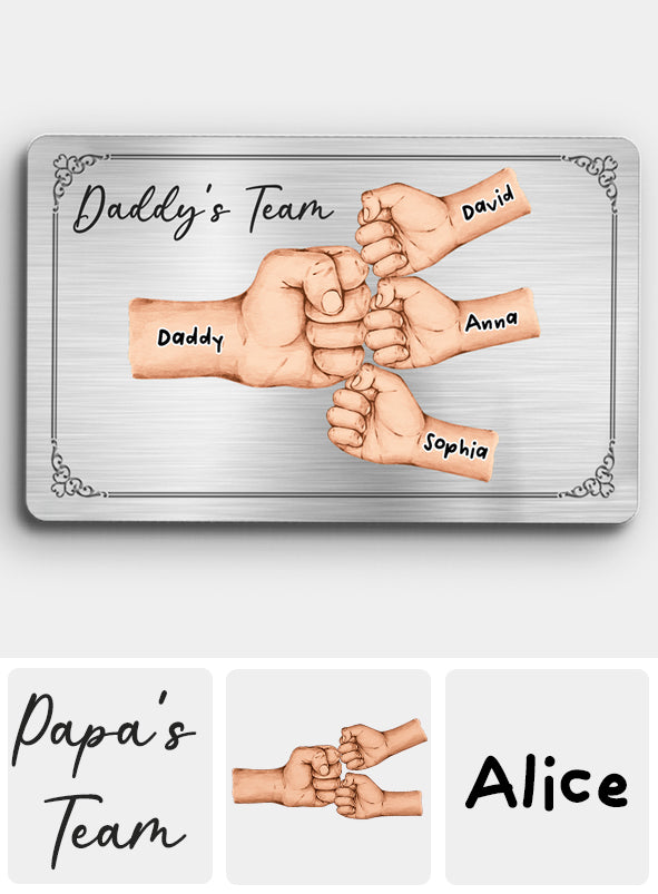 Daddy's Team - Personalized Father Wallet Insert Card