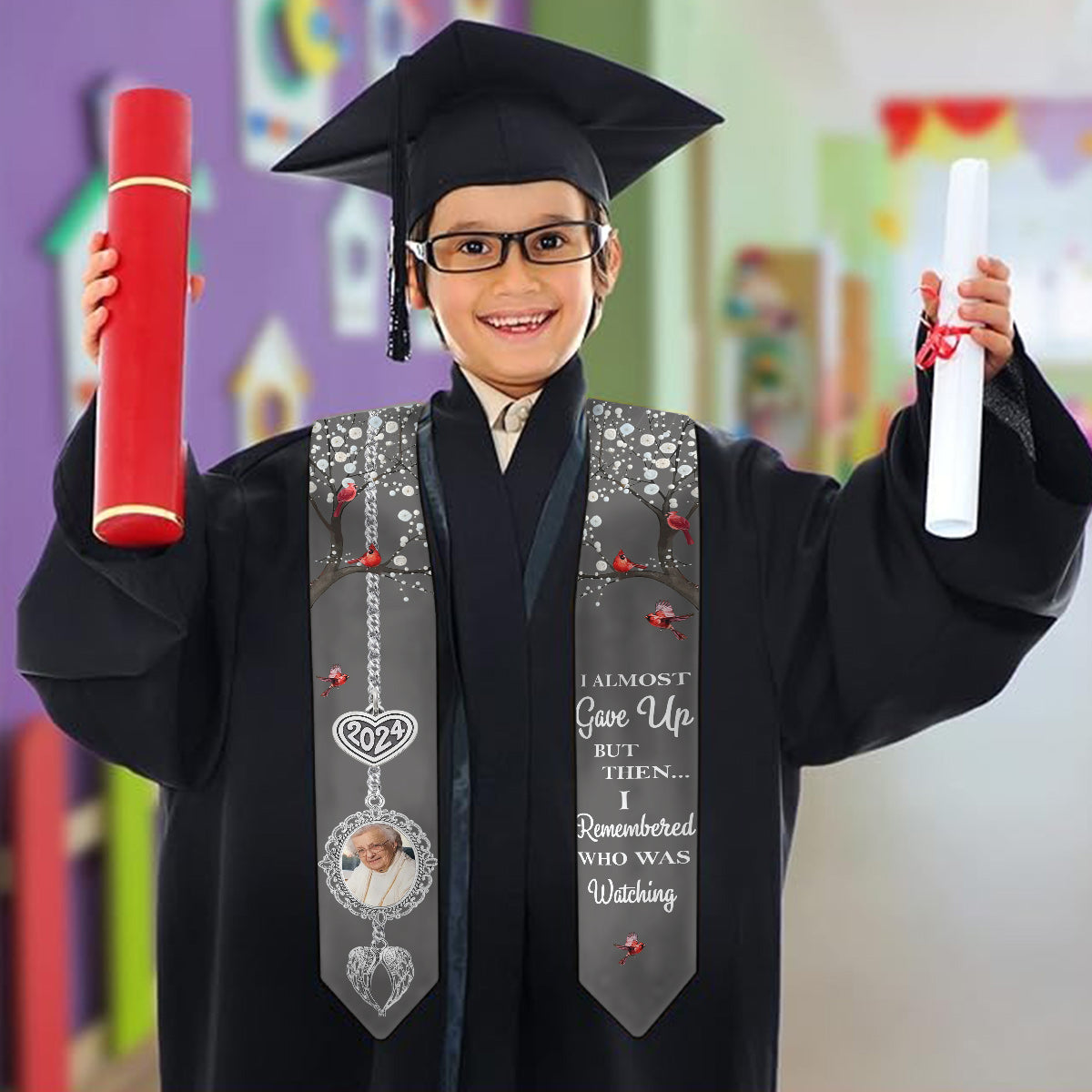 I Almost Gave Up But Then I Remembered Who Was Watching - Personalized Graduation Graduation Stole