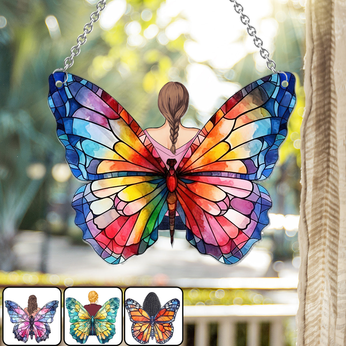 Butterly Girl - Personalized Butterfly Window Hanging Suncatcher Ornament