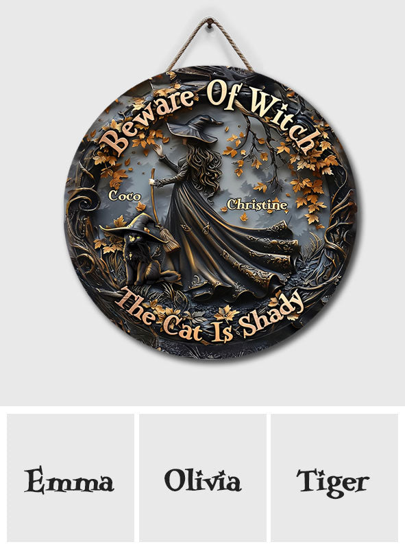 Halloween Is Better With A Cat - Personalized Black Cat Round Wood Sign