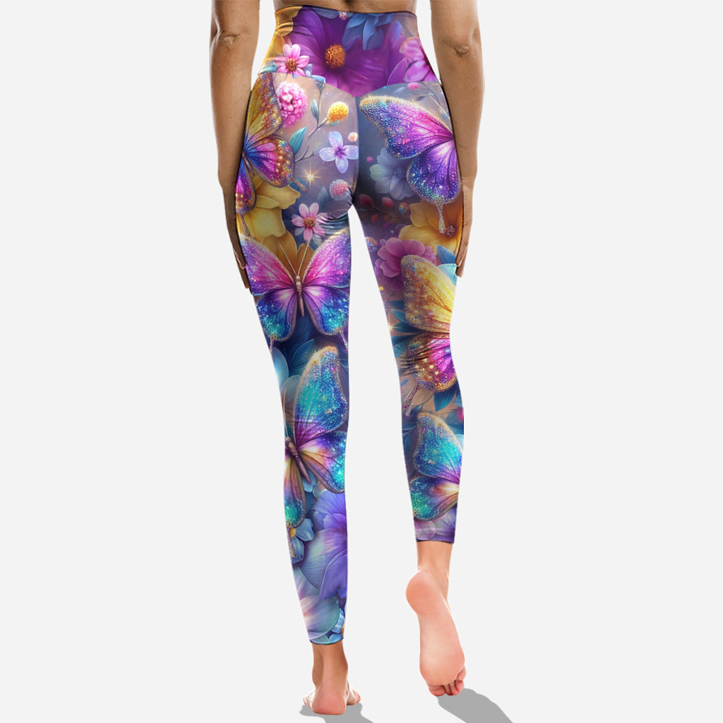 Beautiful Butterflies - Personalized Butterfly Cross Tank Top and Leggings