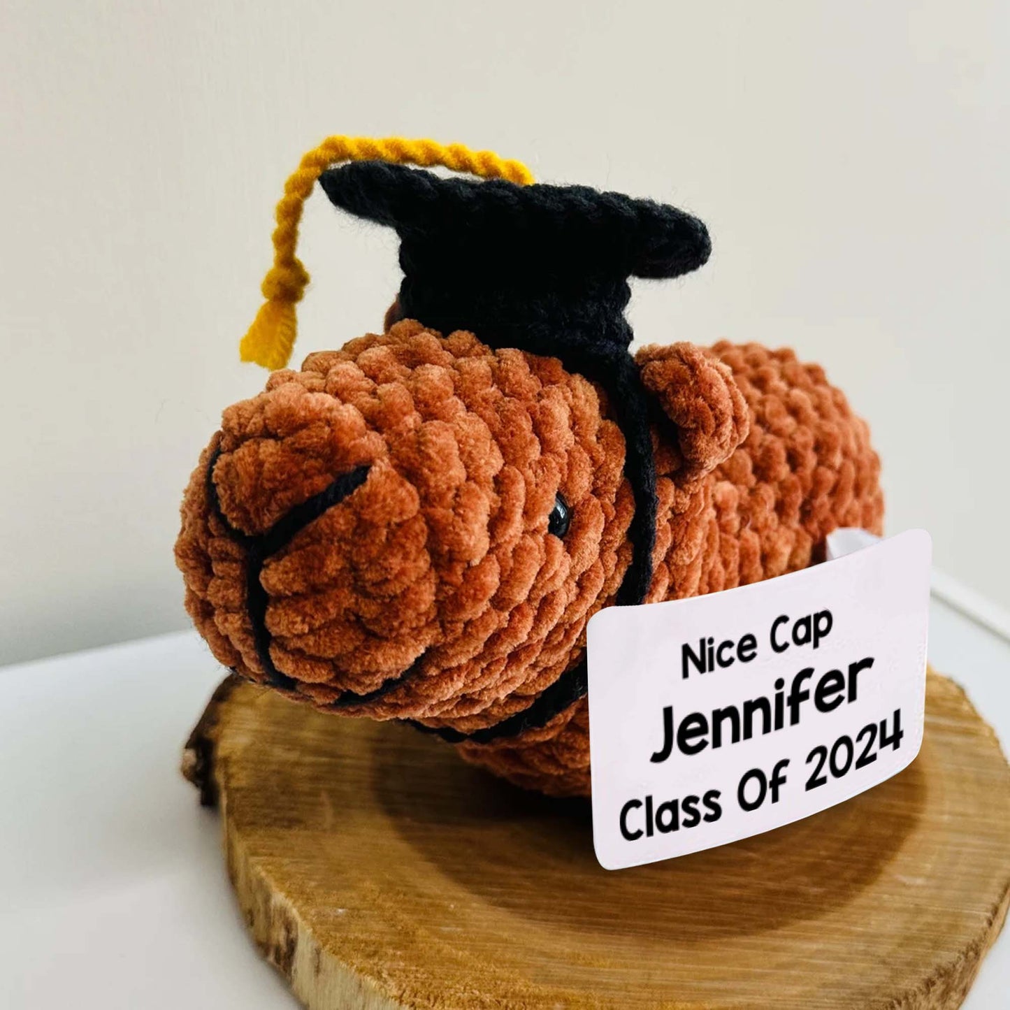 Nice Cap Graduate Capybara - Personalized Graduation Hand Knitted Figurine