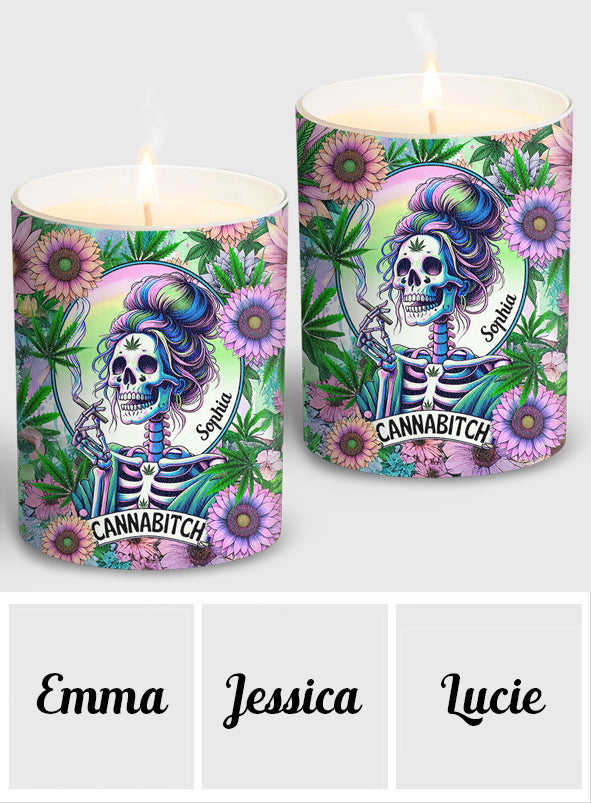 Cannabitch - Personalized Weed Candle With Wooden Lid