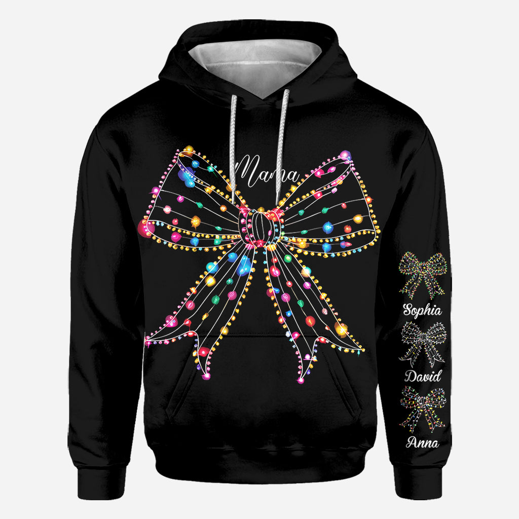 Christmas Light Coquette Bow - Personalized Mother All Over Shirt