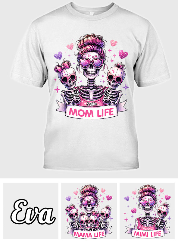 Mama-Leben – Personalisiertes Totenkopf-T-Shirt und Hoodie