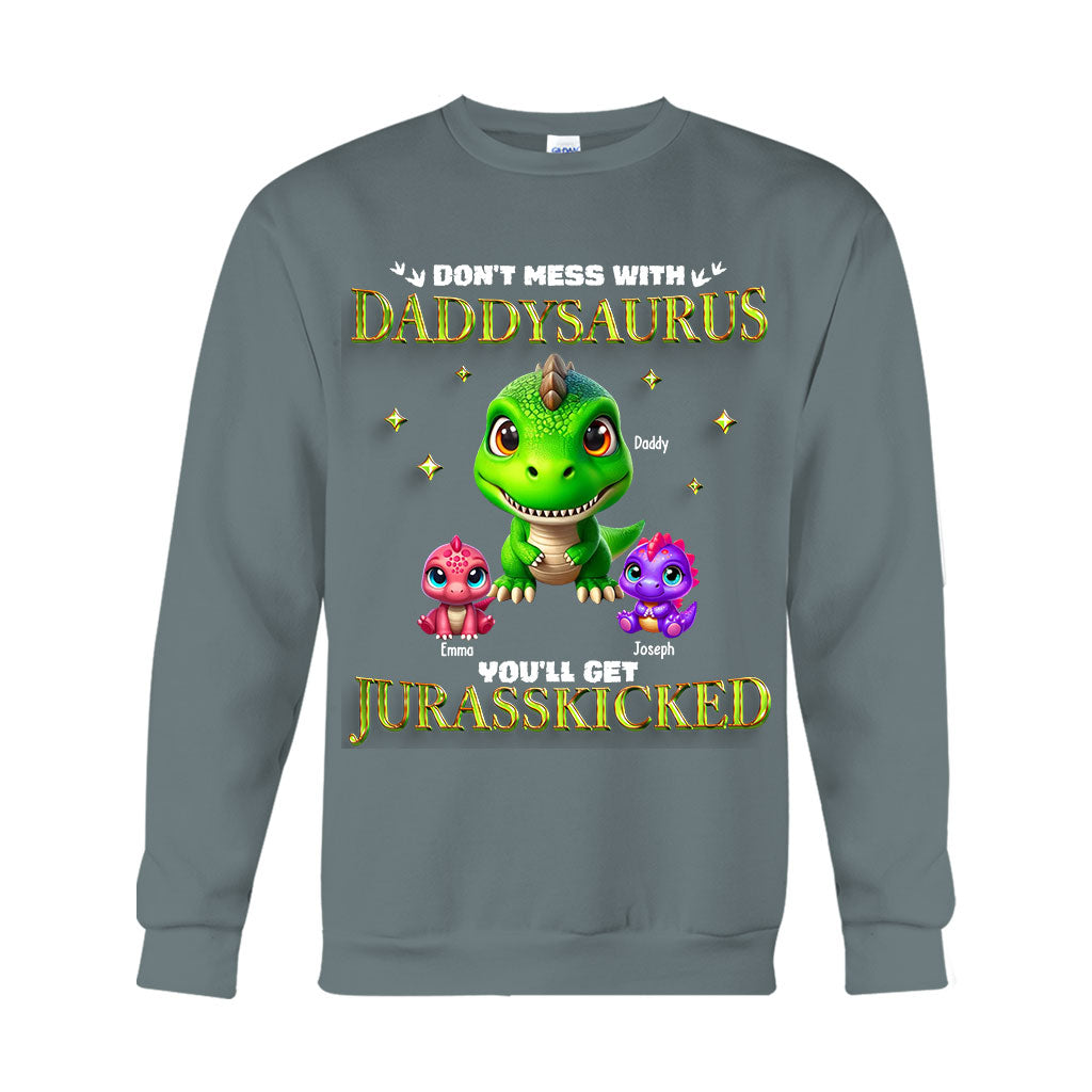 Daddysaurus Grandpasaurus 3D Dinosaurs - Personalized Father T-shirt And Hoodie