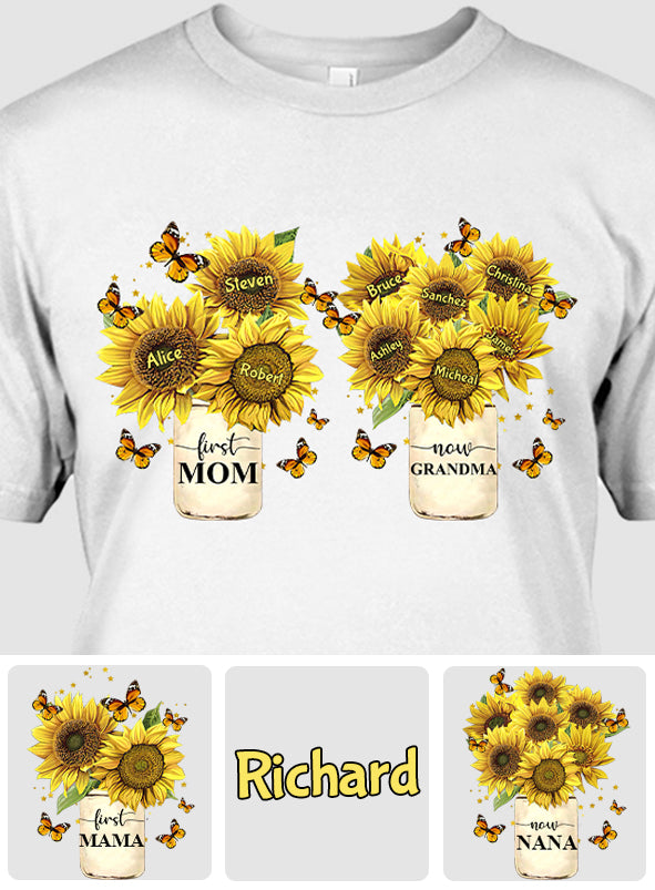 First Mom Now Grandma - Personalized Grandma T-shirt And Hoodie