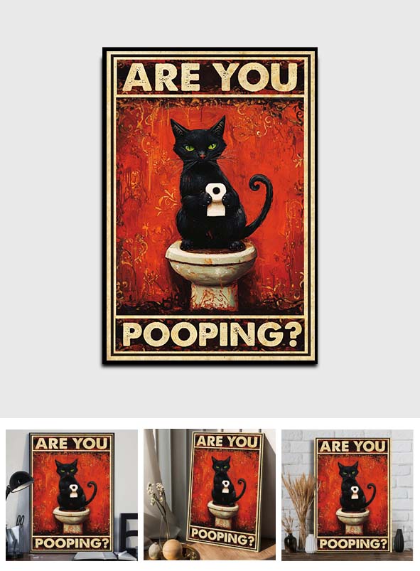Are You P00ping? - Black Cat Canvas And Poster