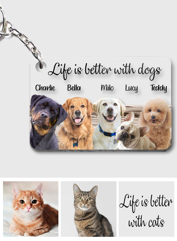 Life Is Better With Dogs Cats - Personalized Dog Transparent Keychain