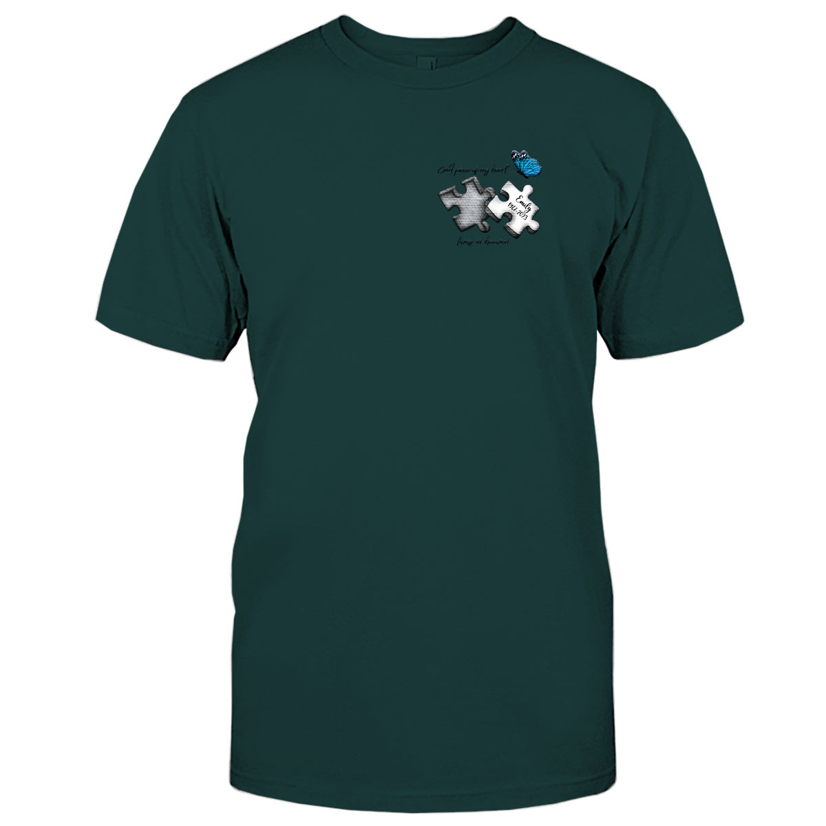 Memorial Butterfly Dragonfly Heaven Feather - Personalized Memorial Embroidered T-shirt
