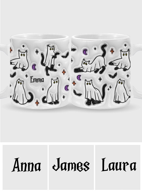 Halloween Ghost Cats - Personalized Black Cat Mug