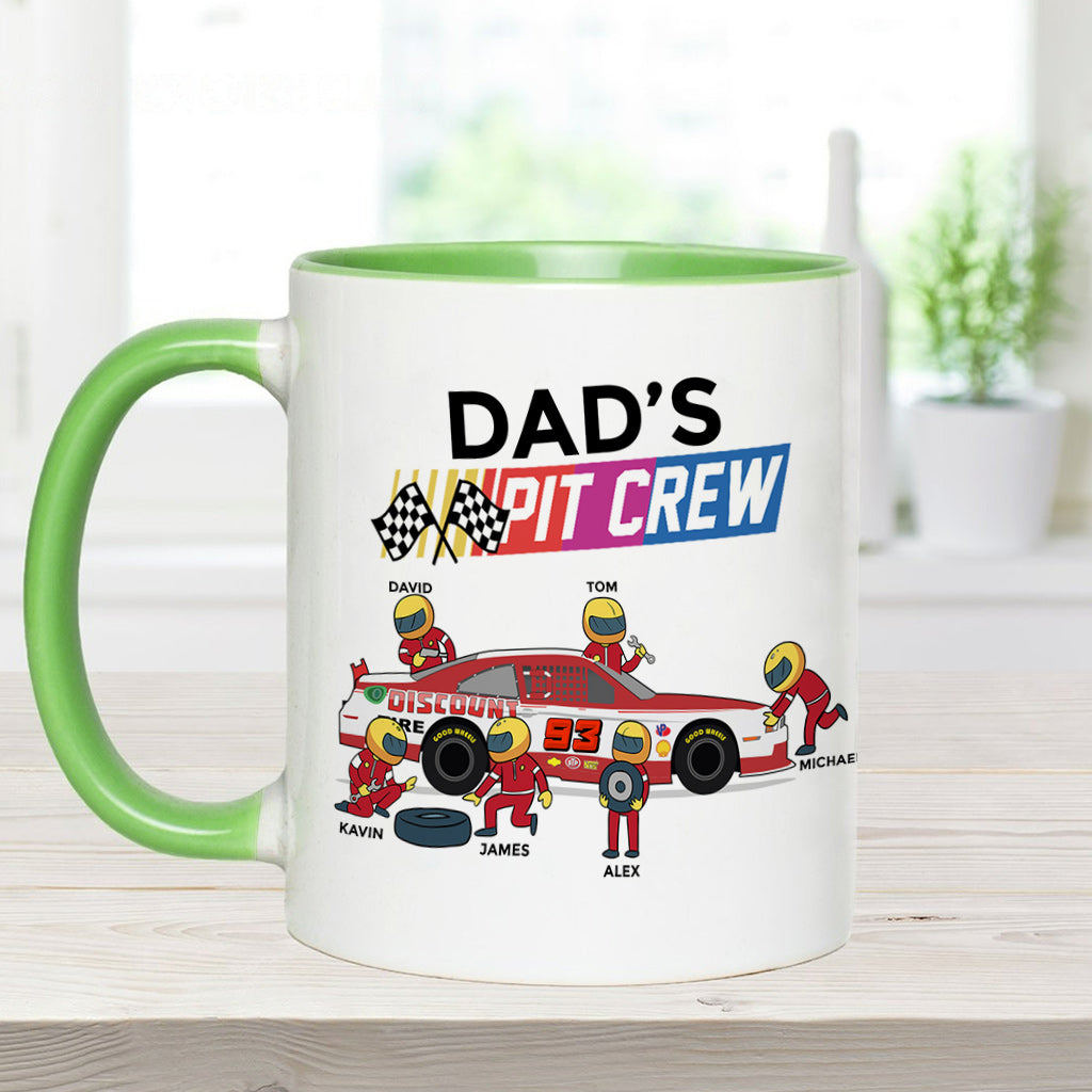 Dad's Pit Crew - Personalized Racing Accent Mug
