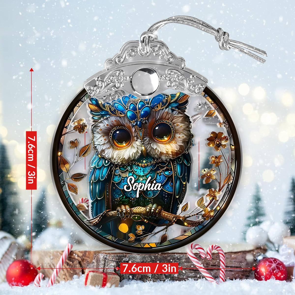 Charming Owl - Personalized Owl Vintage Ornament
