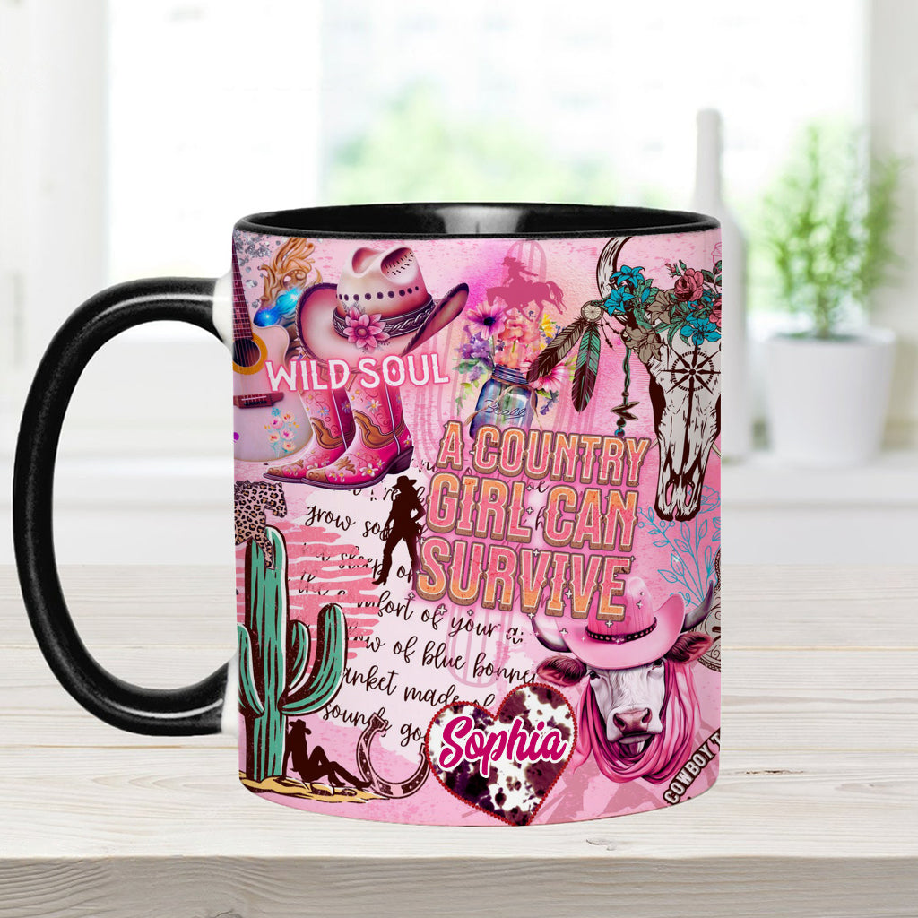 A Country Girl Can Survive - Personalized Country Girl Accent Mug