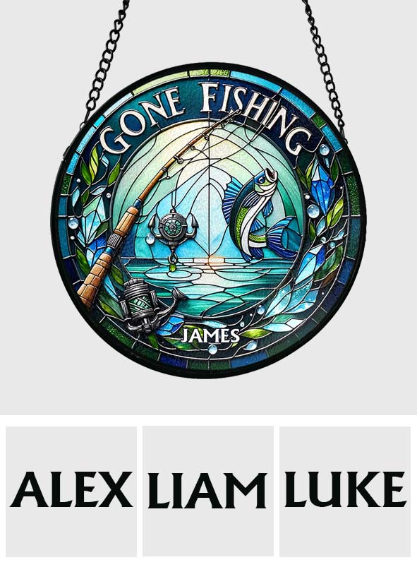 Gone Fishing - Personalized Fishing Stained Glass Suncatcher