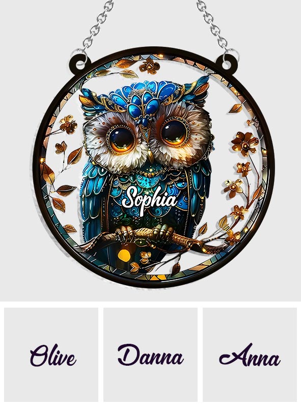 Charming Owl - Personalized Owl Window Hanging Suncatcher Ornament