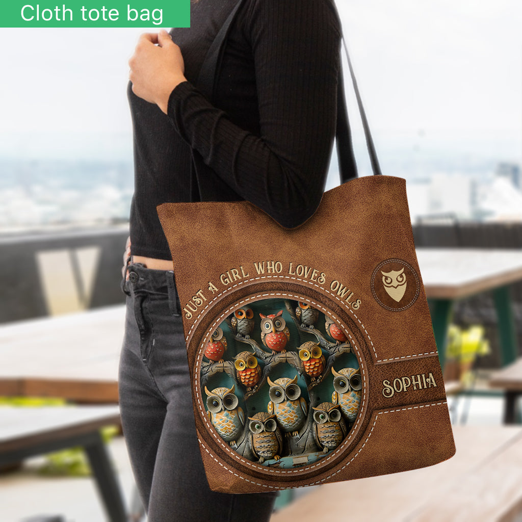 Just A Girl Who Loves Owls - Personalized Owl Tote Bag