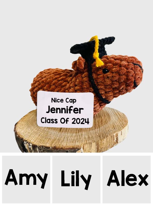 Nice Cap Graduate Capybara - Personalized Graduation Hand Knitted Figurine