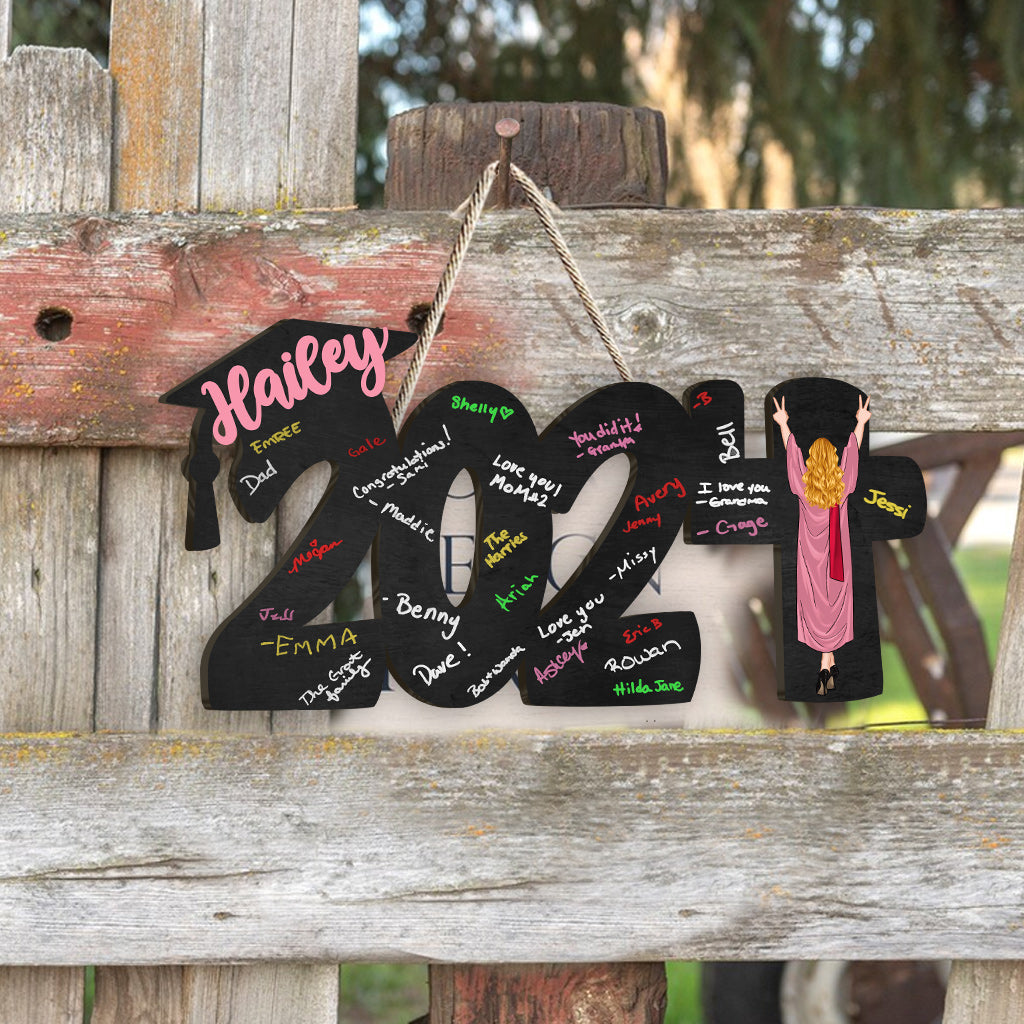 2024 Graduation Guestbook Sign - Personalized Graduation Custom Shaped Wood Sign