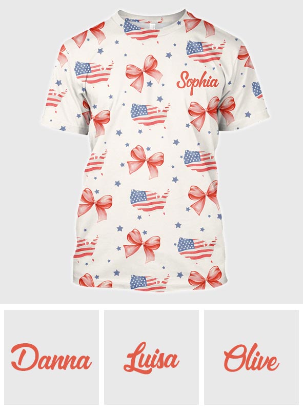 Coquette American Girl - Personalisiertes T-Shirt zum Unabhängigkeitstag/4. Juli