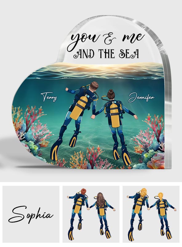 You And Me And The Sea - Personalized Scuba Diving Custom Shaped Acrylic Plaque