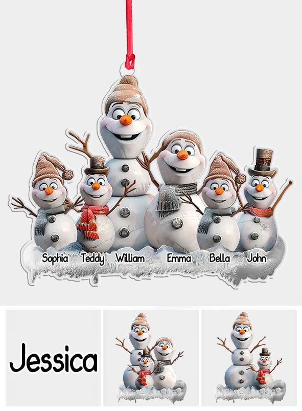 Snowman Family - Personalized Family Custom Shaped Ornament