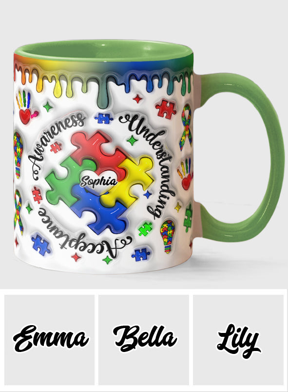 Autism Awareness - Personalized Autism Awareness Accent Mug
