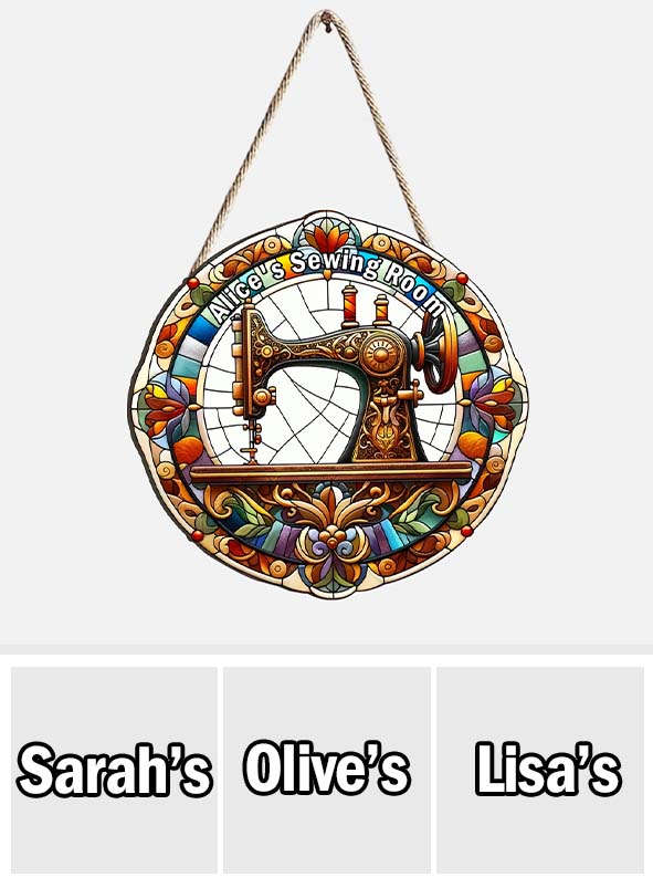 Your Name's Sewing Room - Personalized Sewing Custom Shaped Wood Sign