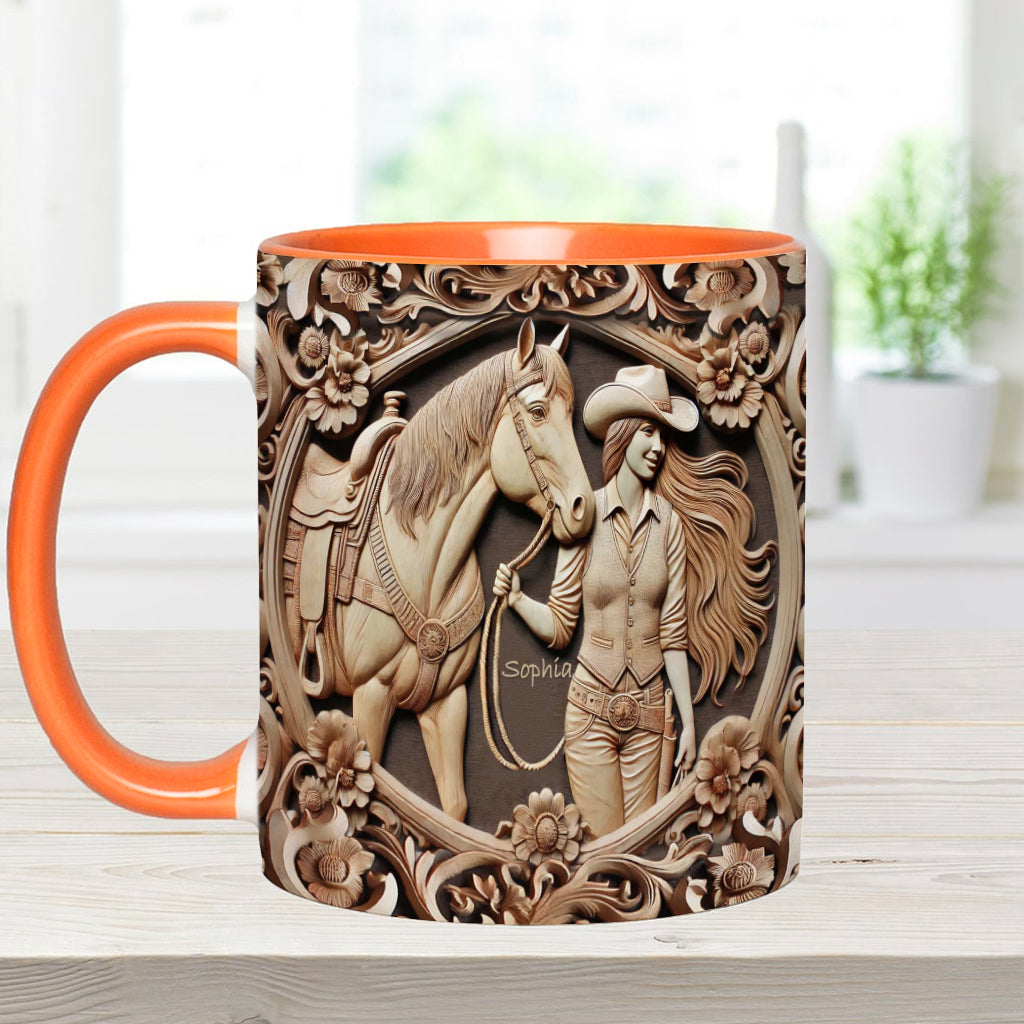 A Girl And Her Horse - Personalized Horse Accent Mug