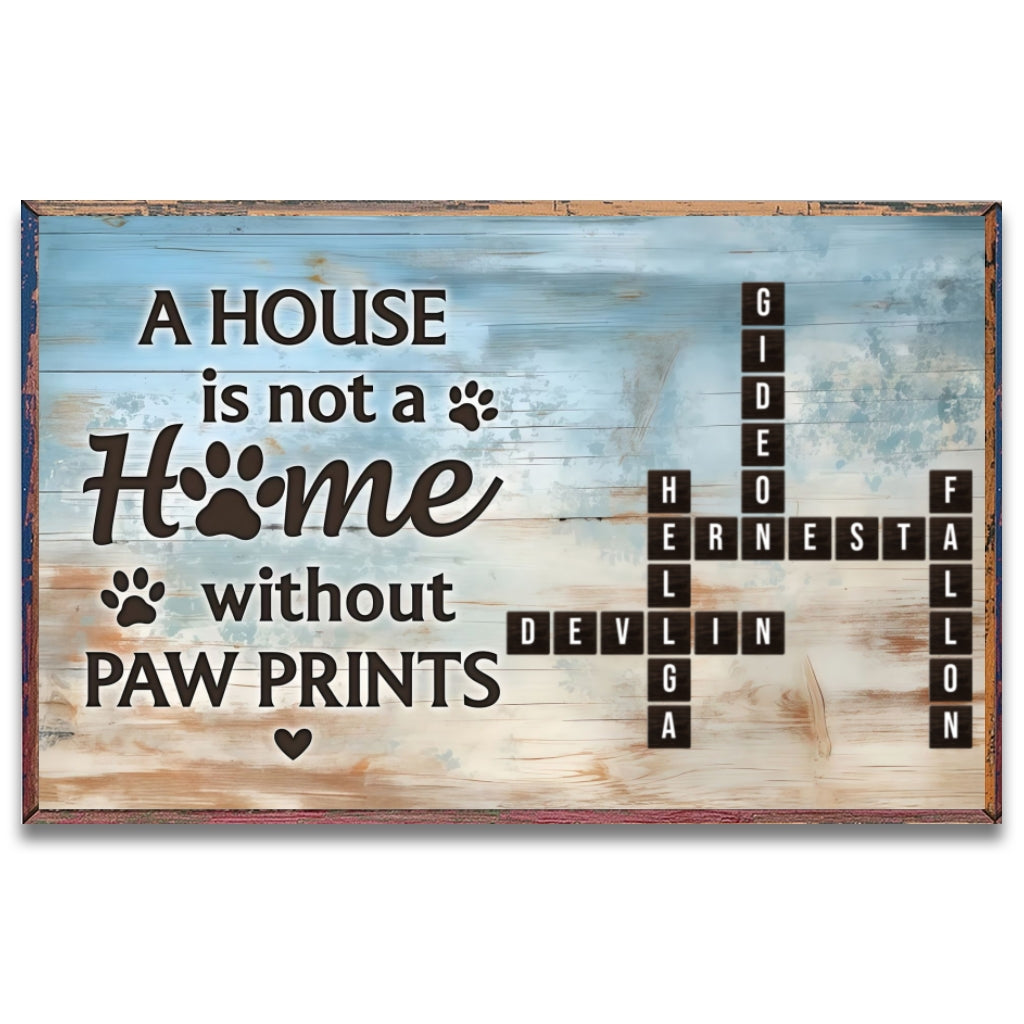 Home With Paw Prints Pet Crossword Puzzle Art - Personalized Dog Canvas And Poster