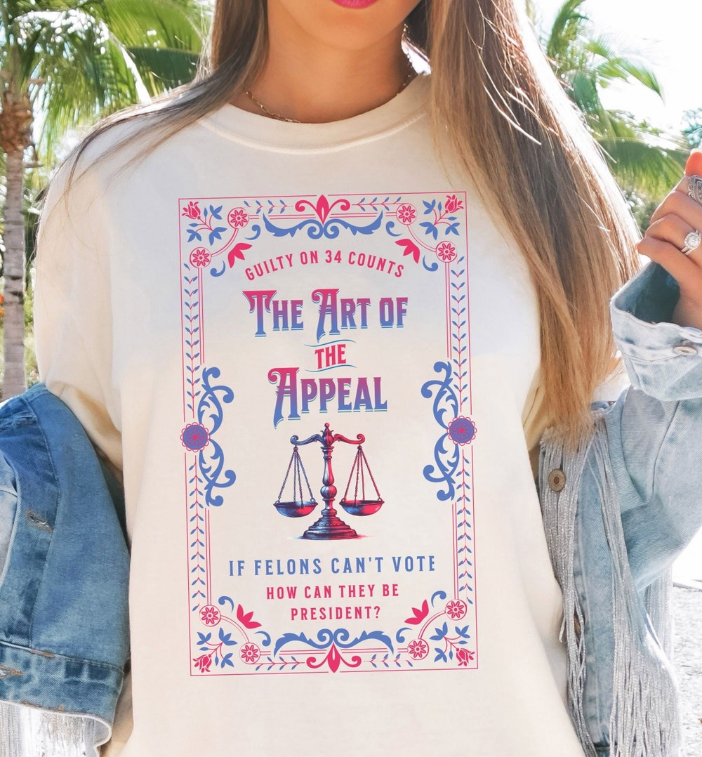 T-Shirt „Schuldig in 34 Fällen“, „Kunst des Einspruchs“, „Verurteilte Straftäter dürfen nicht wählen“, T-Shirts und Hoodies für Verurteilte Straftäter
