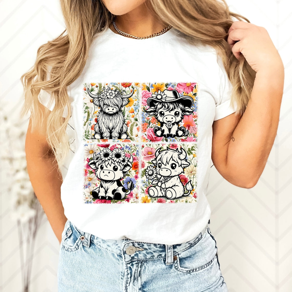 Retro Boho Highland Cow Highland Cow T-shirt & Hoodie 0624