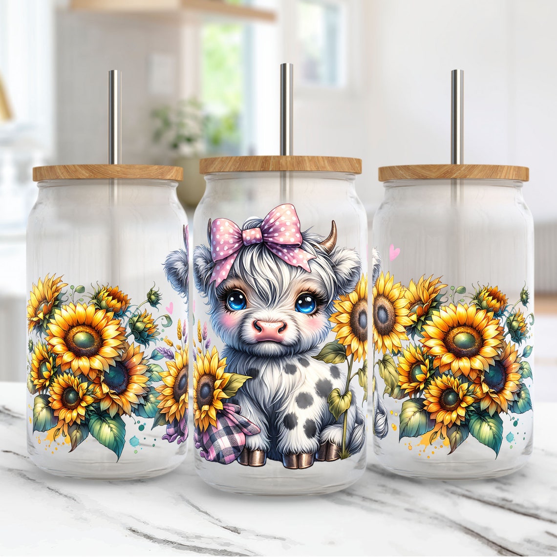 Cute Baby Highland Cow Highland Cow Can Glass 0624