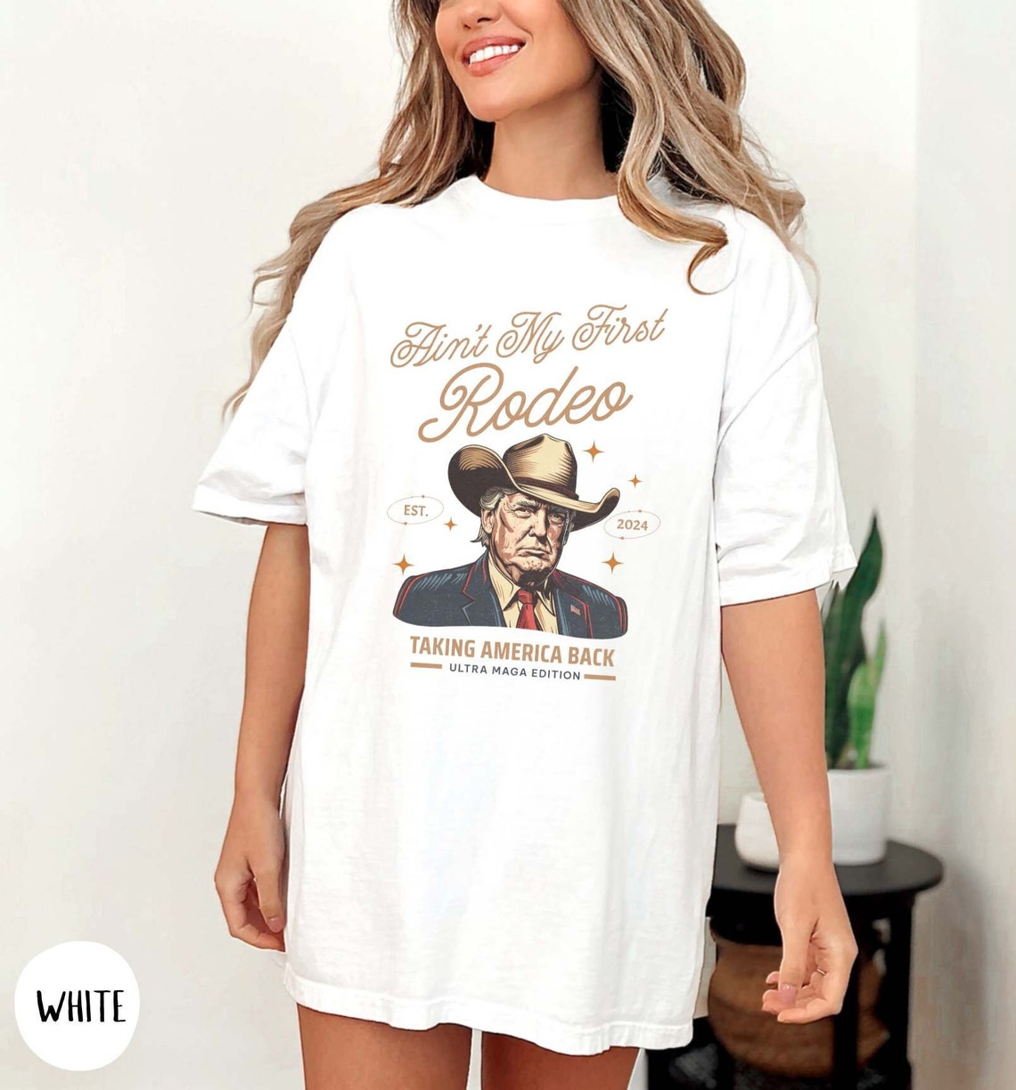 „Ich bin nicht mein erstes Rodeo“-T-Shirt mit Trump-Motiv, Western-Cowboy-Shirt mit Donald Trump, MAGA-Shirt, lustiges konservatives Ultra-MAGA-Geschenk-T-Shirt & Hoodie