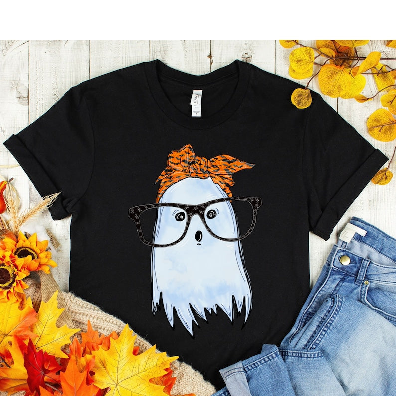 Fantôme mignon avec lunettes et bandana - T-shirt et sweat à capuche Halloween 0924